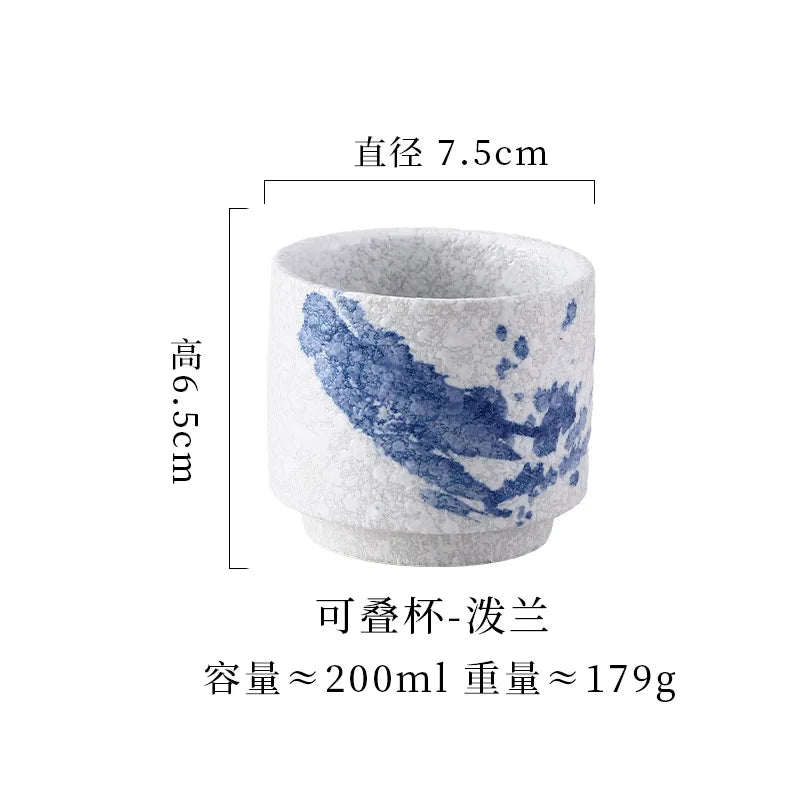 Aesthetic Japanese Ceramic Mugs Short Handy Water Cups Teacup Sushi Table Items Beauty Antique Art Drinkware Kitchen Utensils