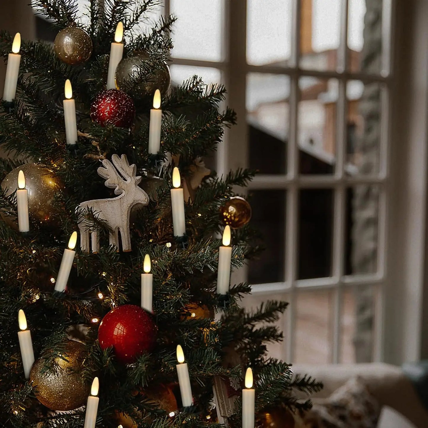 Pack of 10 LED Christmas Tree clip Candles Remote controlled w/Timer Battery Operated Flickering 3D wick Taper Candle Lighting