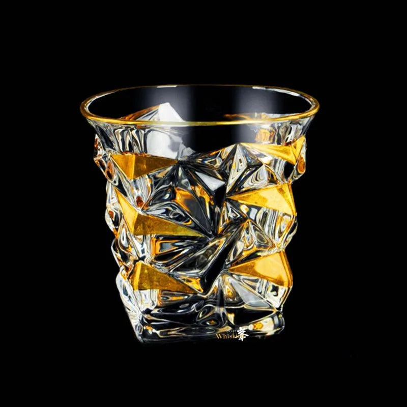 Whiskey Glass Tumblers Set Gold Line Wine Whisky Glasses Golden Painted Crystal Barware Multi-function Beer Cocktail Gift Box