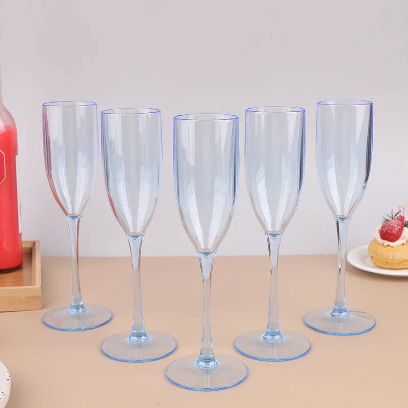 5Pcs Acrylic Champagne Goblet Glasses Cup Transparent Cocktail Glass Cups Creative Anti-fall Goblet For Bar Pubs Clubs Drinkware