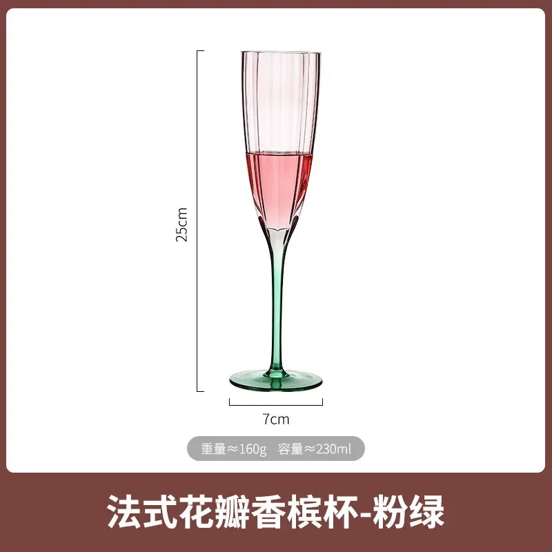 Glass Wine Glass Tall Champagne Glass Table Decor Party Wine Set Luxury Dining Room Kitchen Tableware Accessories Petal Shape