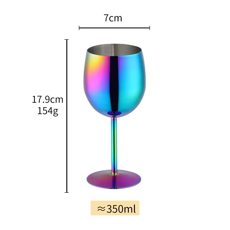 2PCS 350ml Wine Glass Stainless Steel Gold Goblet Champagne Cups Metal Juice Drinking Glass Luxury Barware Kitchen Tools
