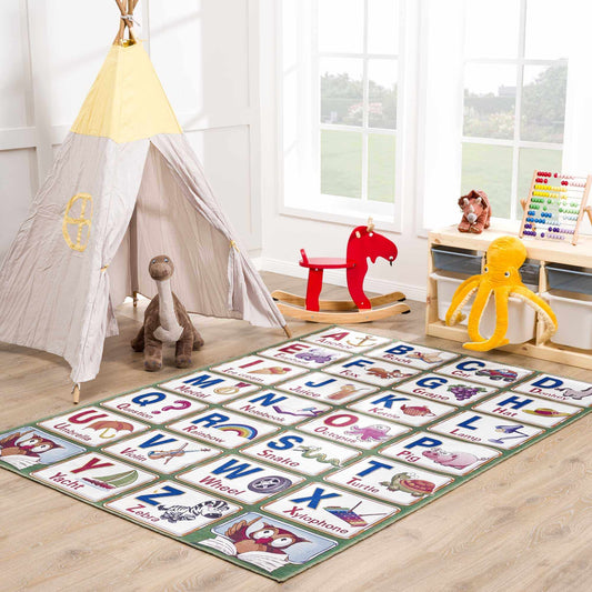 Osric Colorful Alphabet Washable Kids Rug - Clearance