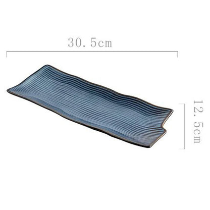 Japanese Sushi Plate Rectangular Ceramic Sashimi Flat Plate Creative Tableware Irregular Long Commercial Japanese Material Plate