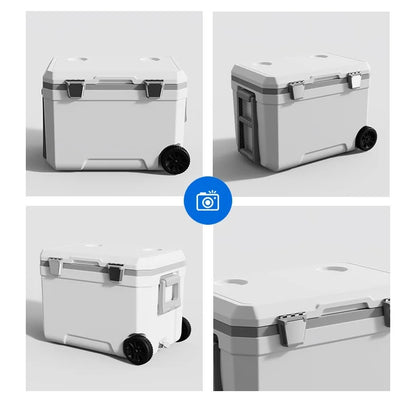 45L Portable Ice Chest Cooler with Wheels - Insulated Outdoor Camping Cooler Box