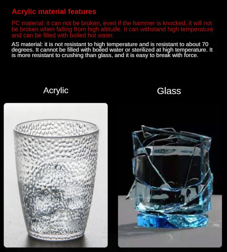 5PCS Acrylic Juice Glass Colorful Diamond Water Glass Hotel Restaurant Wine Drink Cup Home Party Supplies