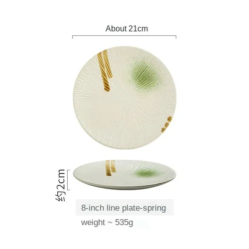Japanese-style tableware ceramic plate breakfast plate sushi flat plate home creative steak plate western dinner plate set plate