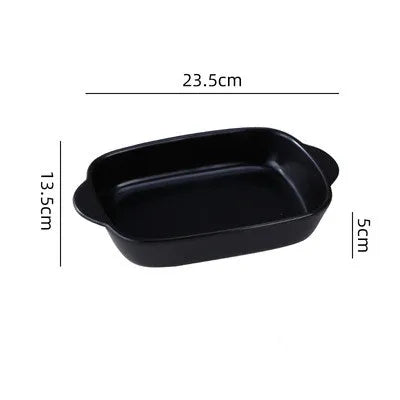 Ceramic Rectangular Baking Dish - Binaural Cheese Risotto Plate for Oven & Microwave
