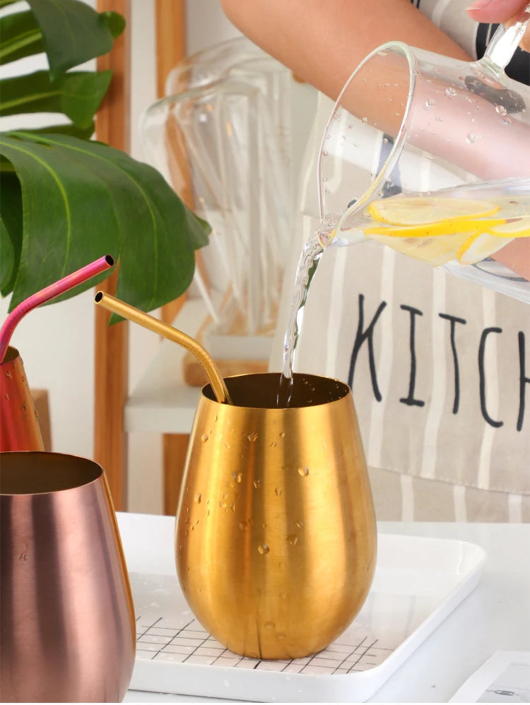 500ml Stainless Steel Beer Tumbler - Rose Gold Metal Drinking Cup for Bar & Outdoor