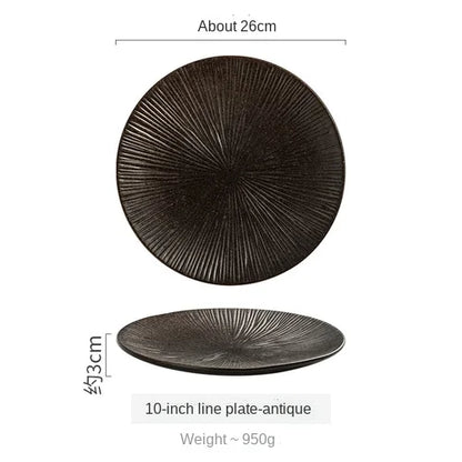Japanese-style tableware ceramic plate breakfast plate sushi flat plate home creative steak plate western dinner plate set plate