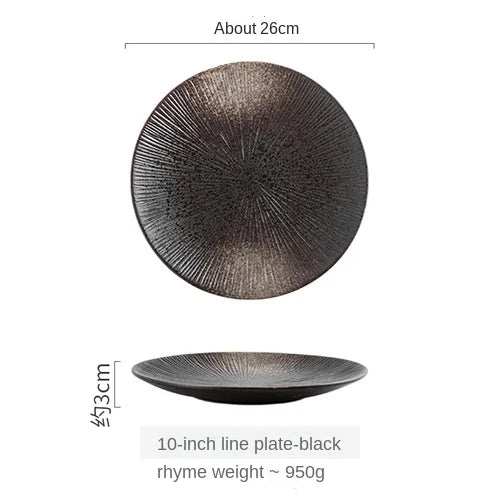 Japanese-style tableware ceramic plate breakfast plate sushi flat plate home creative steak plate western dinner plate set plate