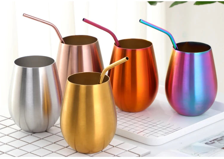 500ml Stainless Steel Beer Tumbler - Rose Gold Metal Drinking Cup for Bar & Outdoor