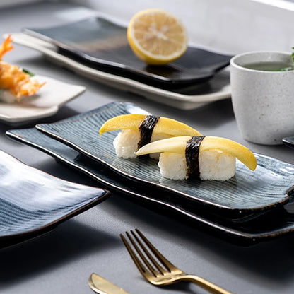 Japanese Sushi Plate Rectangular Ceramic Sashimi Flat Plate Creative Tableware Irregular Long Commercial Japanese Material Plate