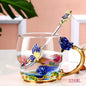 Handmade Enamel Tea Cup Set - Crystal Flower Tea Cup for Milk & Lemon