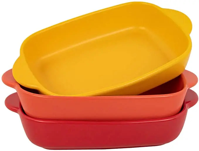 Ceramic Rectangular Baking Dish - Binaural Cheese Risotto Plate for Oven & Microwave