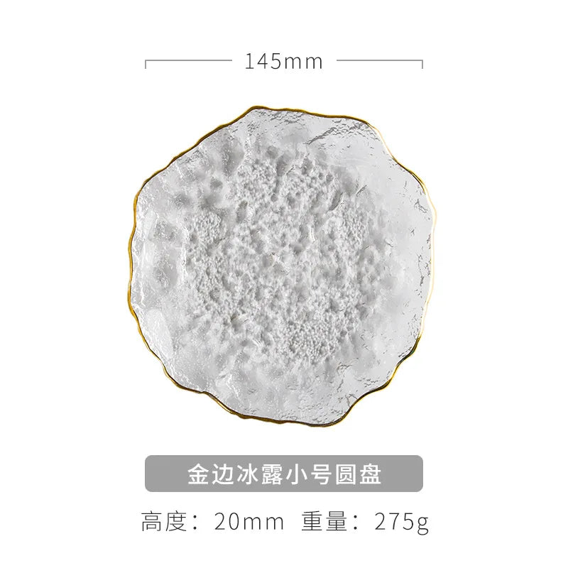 Japanese Hammer Glass Dinner Plate Platter Creative Fruit Salad Sushi Long Serving Plate Square Plate Tableware Dessert Plate