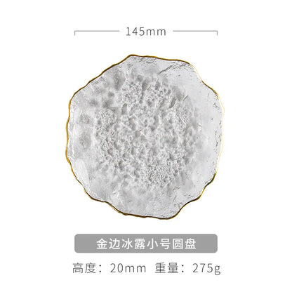 Japanese Hammer Glass Dinner Plate Platter Creative Fruit Salad Sushi Long Serving Plate Square Plate Tableware Dessert Plate