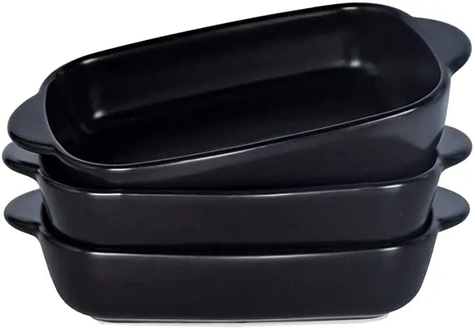 Ceramic Rectangular Baking Dish - Binaural Cheese Risotto Plate for Oven & Microwave
