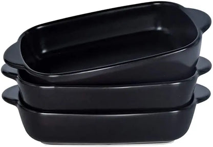Ceramic Rectangular Baking Dish - Binaural Cheese Risotto Plate for Oven & Microwave