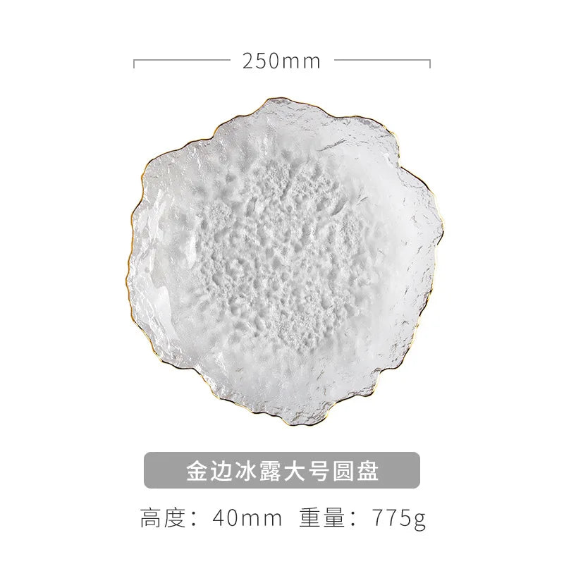 Japanese Hammer Glass Dinner Plate Platter Creative Fruit Salad Sushi Long Serving Plate Square Plate Tableware Dessert Plate