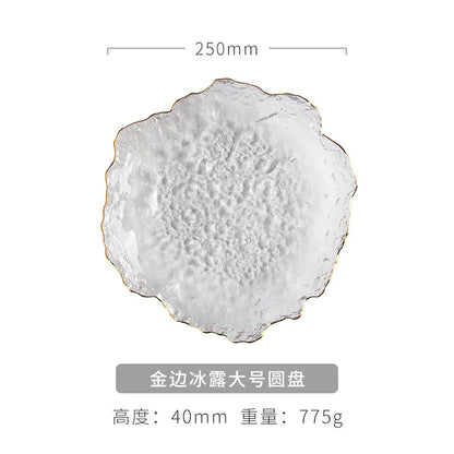 Japanese Hammer Glass Dinner Plate Platter Creative Fruit Salad Sushi Long Serving Plate Square Plate Tableware Dessert Plate