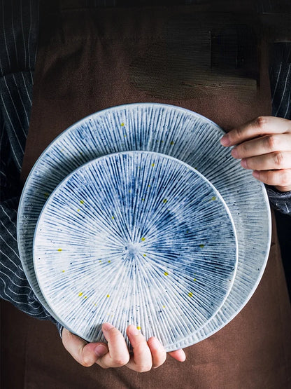 Japanese-style tableware ceramic plate breakfast plate sushi flat plate home creative steak plate western dinner plate set plate