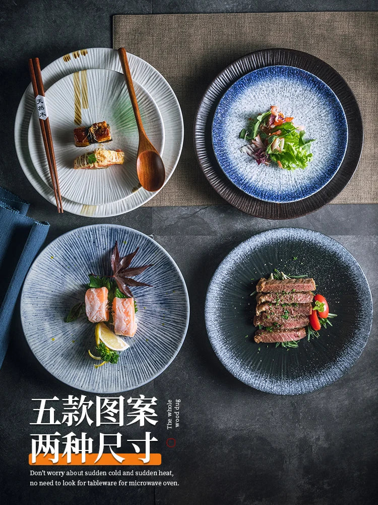 Japanese-style tableware ceramic plate breakfast plate sushi flat plate home creative steak plate western dinner plate set plate