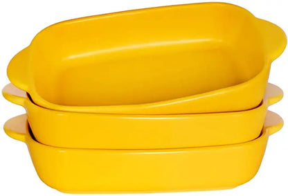 Ceramic Rectangular Baking Dish - Binaural Cheese Risotto Plate for Oven & Microwave