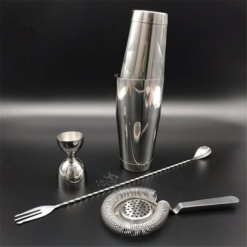 Cocktail Shaker Bar Set 4 Pieces - Silver/Copper/Gold Plated Bartender Kit