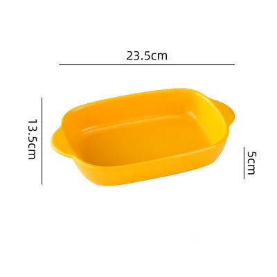 Ceramic Rectangular Baking Dish - Binaural Cheese Risotto Plate for Oven & Microwave