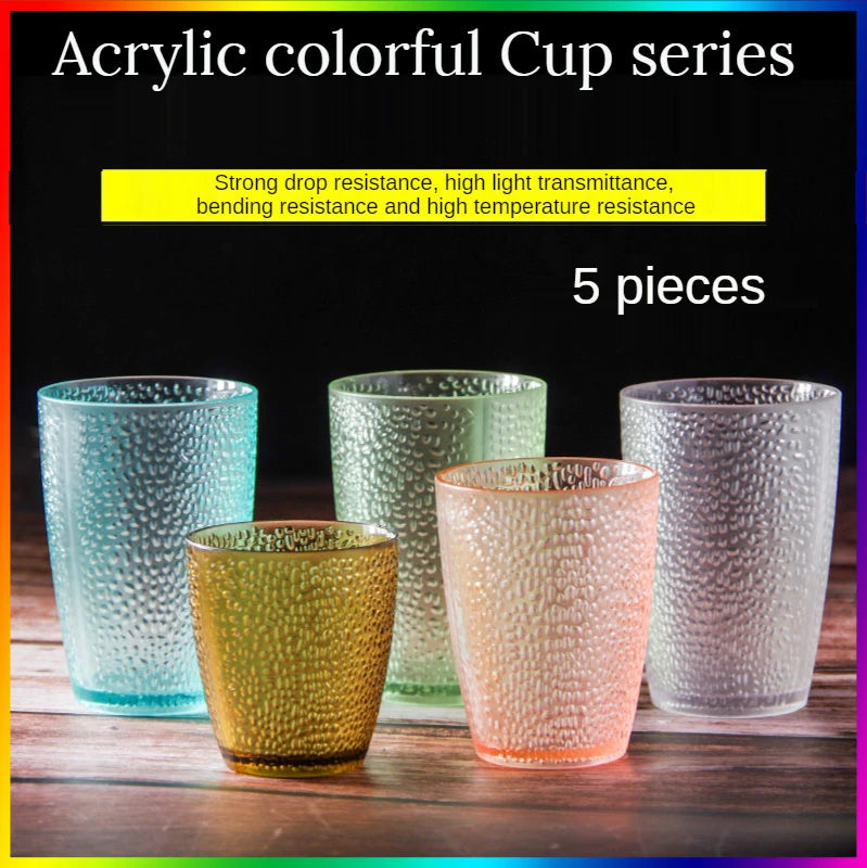 5PCS Acrylic Juice Glass Colorful Diamond Water Glass Hotel Restaurant Wine Drink Cup Home Party Supplies
