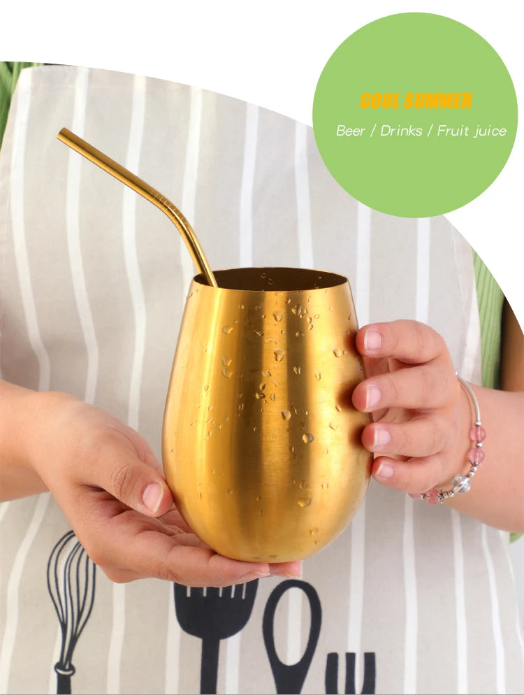 500ml Stainless Steel Beer Tumbler - Rose Gold Metal Drinking Cup for Bar & Outdoor