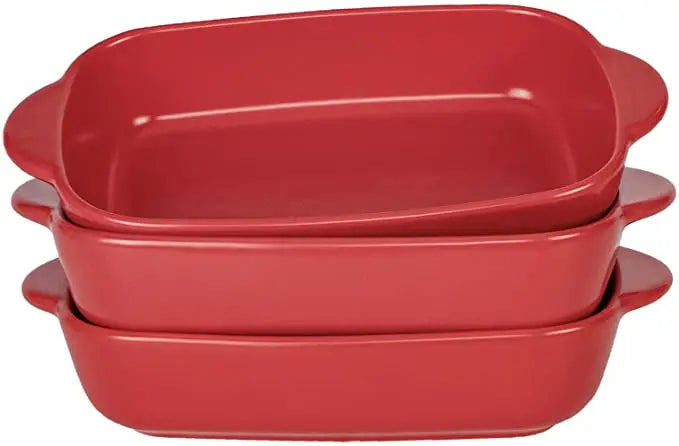 Ceramic Rectangular Baking Dish - Binaural Cheese Risotto Plate for Oven & Microwave