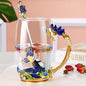 Handmade Enamel Tea Cup Set - Crystal Flower Tea Cup for Milk & Lemon