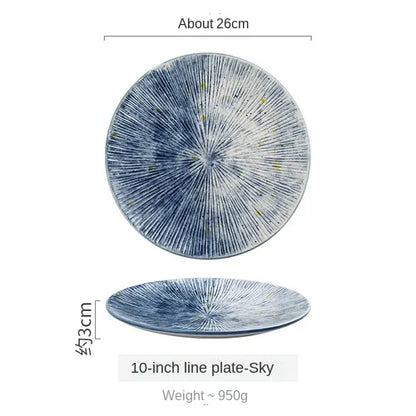Japanese-style tableware ceramic plate breakfast plate sushi flat plate home creative steak plate western dinner plate set plate
