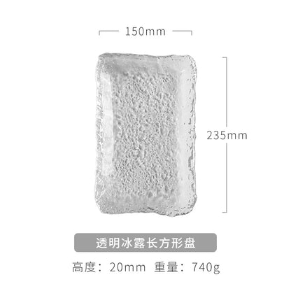 Japanese Hammer Glass Dinner Plate Platter Creative Fruit Salad Sushi Long Serving Plate Square Plate Tableware Dessert Plate