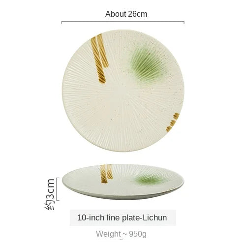Japanese-style tableware ceramic plate breakfast plate sushi flat plate home creative steak plate western dinner plate set plate