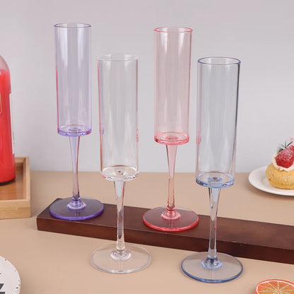 5Pcs 5oz/5.5oz Acrylic Champagne Goblet Glasses Cup Transparent Cocktail Glass Cups Anti-fall Goblet For Bar Pub Club Drinkware