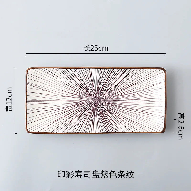 Crockery Party Dinner Dishes Tableware Set Japanese Sushi Plate Creative Underglaze Rectangular Dish Household Cold Plates 1 PC