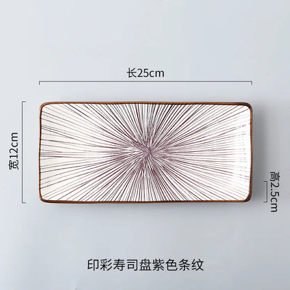 Crockery Party Dinner Dishes Tableware Set Japanese Sushi Plate Creative Underglaze Rectangular Dish Household Cold Plates 1 PC