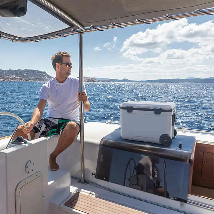 45L Portable Ice Chest Cooler with Wheels - Insulated Outdoor Camping Cooler Box