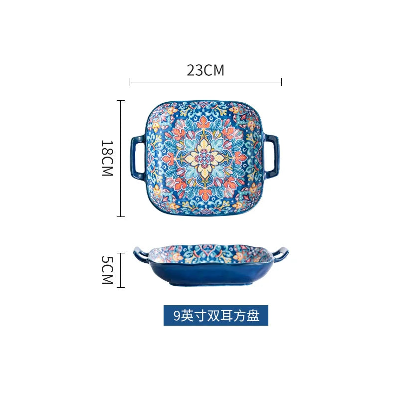 Baroque Ceramic Bowl Set - Creative Rice Soup Noodle Bowl with Handle