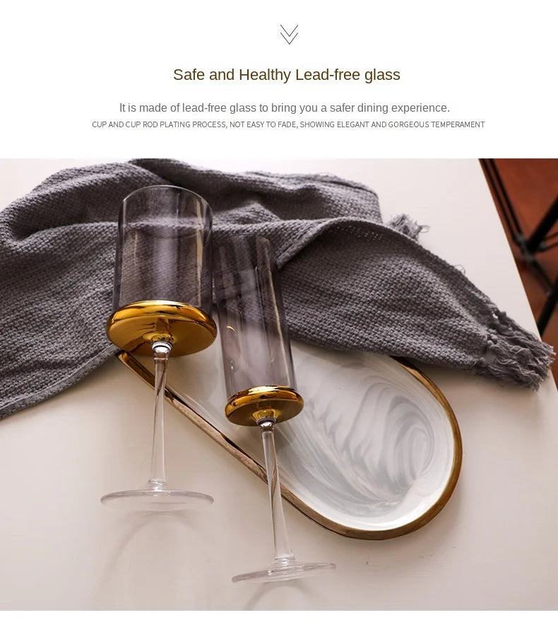 Nordic Gold Red Wine Glass Crystal Glass Champagne Glass Home Juice Glass Goblet Wine Glass Model Room Bar Barware