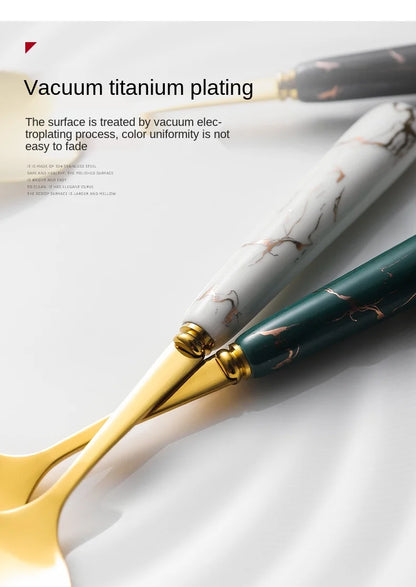 30pcs Cutlery Sets Gold Fork Spoon Knife Set Ceramic Tableware 304 Stainless Steel Dinner Set Cutlery Spoons Sets DropShipping