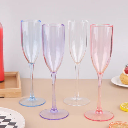 5Pcs 5oz/5.5oz Acrylic Champagne Goblet Glasses Cup Transparent Cocktail Glass Cups Anti-fall Goblet For Bar Pub Club Drinkware