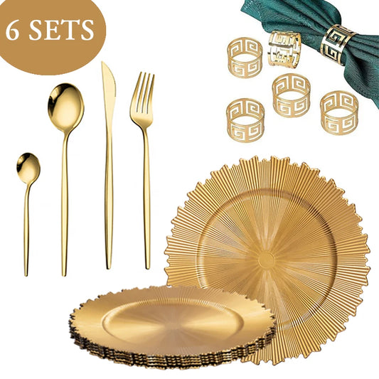 cheap Silver Gold Rim plastic Charger Plate Set for Wedding Party Decoration Custom Decor For Dinner Luxury Table Setting