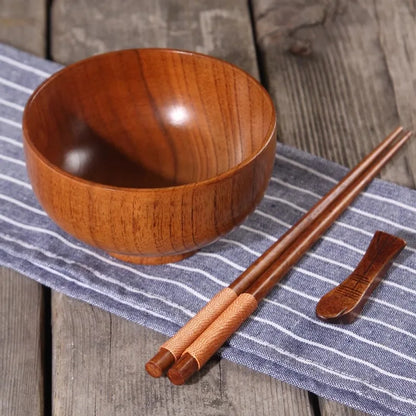 Japanese Wooden Tableware Set Bowl Chopsticks Spoon Tray Solid Wood Children's Tableware Set Tableware Kitchen Accessories