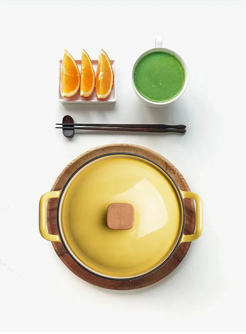 22cm Enameled Mini Cast Iron Dutch Oven For Cooking Stew Meat and Bread Baking Heavy type 2 L Cast Iron Casserole Dish Soup Pot