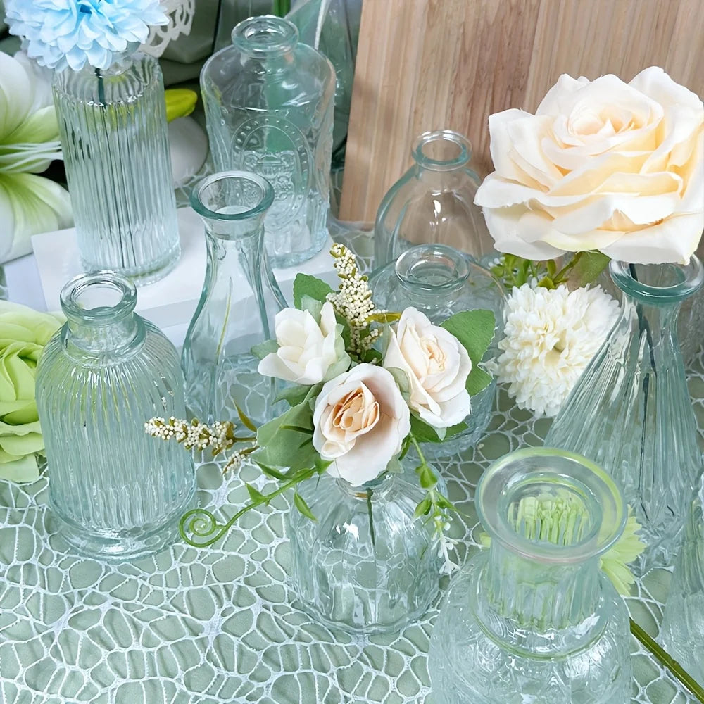 12 PCS Mini Glass Bud Vases - Small Decorative Flower Vases in Bulk for Weddings