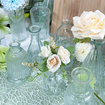 12 PCS Mini Glass Bud Vases - Small Decorative Flower Vases in Bulk for Weddings